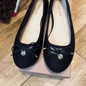 Miss KG Elegant Black Loafers with Charm Bow
